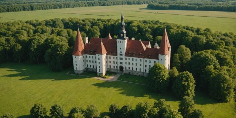 Historic Latvian castle with green surroundings